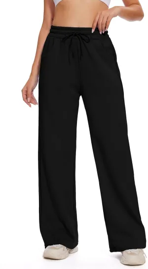 M MOTEEPI Women Sweatpants Wide Leg 30" Lounge Sweat Pants Casual Baggy Trousers with Elastic Waist Straight Leg