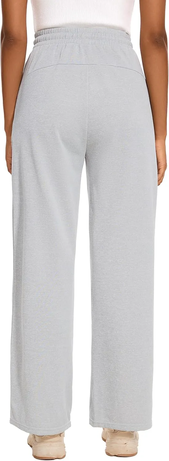 M MOTEEPI Women Sweatpants Wide Leg 30" Lounge Sweat Pants Casual Baggy Trousers with Elastic Waist Straight Leg