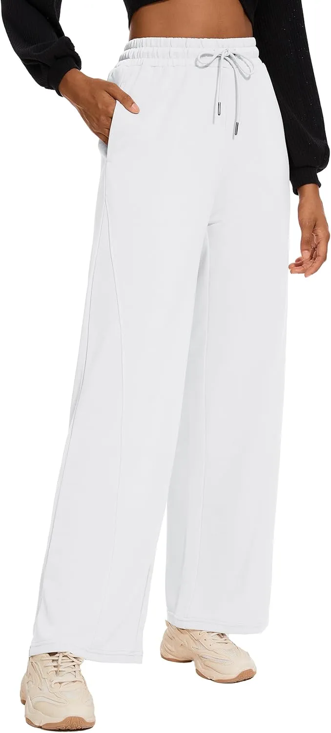 M MOTEEPI Women Sweatpants Wide Leg 30" Lounge Sweat Pants Casual Baggy Trousers with Elastic Waist Straight Leg