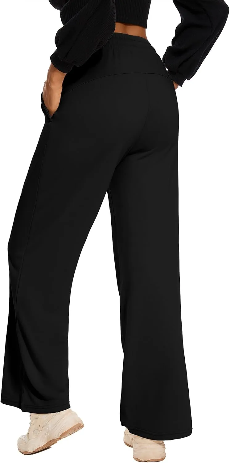 M MOTEEPI Women Sweatpants Wide Leg 30" Lounge Sweat Pants Casual Baggy Trousers with Elastic Waist Straight Leg
