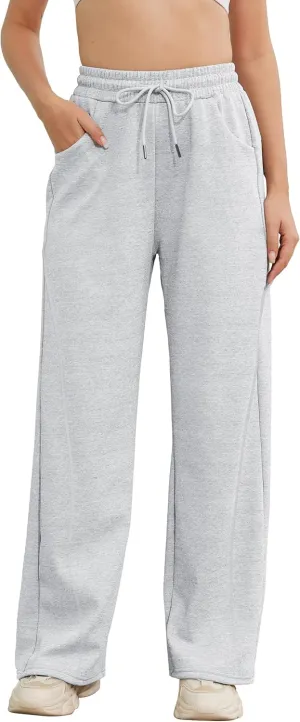 M MOTEEPI Women Sweatpants Wide Leg 30" Lounge Sweat Pants Casual Baggy Trousers with Elastic Waist Straight Leg