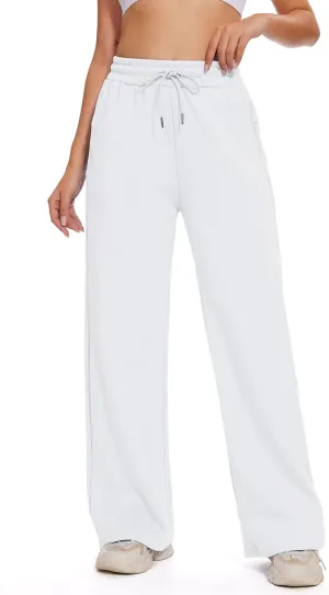 M MOTEEPI Women Sweatpants Wide Leg 30" Lounge Sweat Pants Casual Baggy Trousers with Elastic Waist Straight Leg