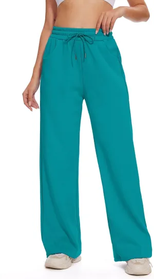 M MOTEEPI Women Sweatpants Wide Leg 30" Lounge Sweat Pants Casual Baggy Trousers with Elastic Waist Straight Leg
