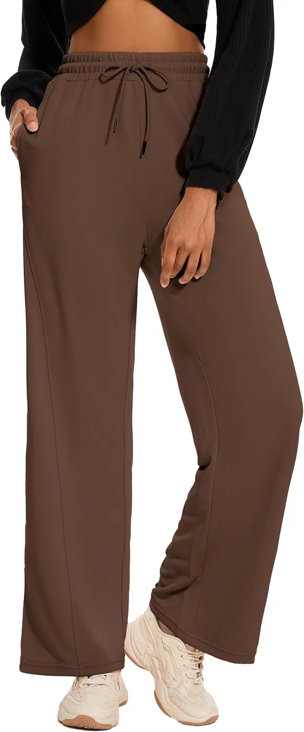 M MOTEEPI Women Sweatpants Wide Leg 30" Lounge Sweat Pants Casual Baggy Trousers with Elastic Waist Straight Leg