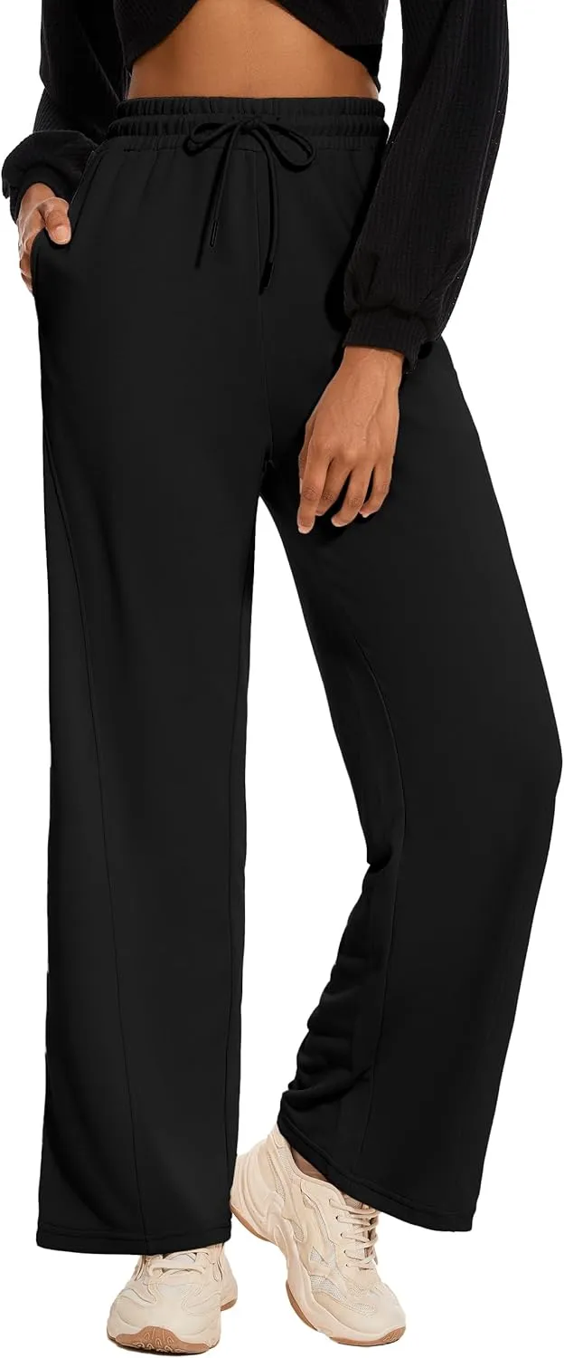 M MOTEEPI Women Sweatpants Wide Leg 30" Lounge Sweat Pants Casual Baggy Trousers with Elastic Waist Straight Leg