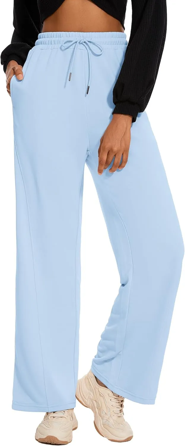 M MOTEEPI Women Sweatpants Wide Leg 30" Lounge Sweat Pants Casual Baggy Trousers with Elastic Waist Straight Leg