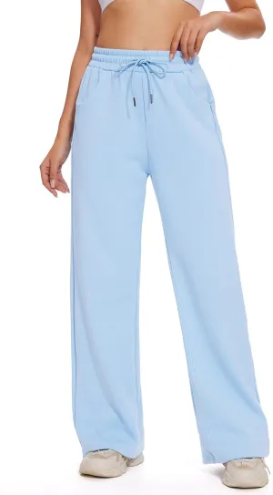 M MOTEEPI Women Sweatpants Wide Leg 30" Lounge Sweat Pants Casual Baggy Trousers with Elastic Waist Straight Leg