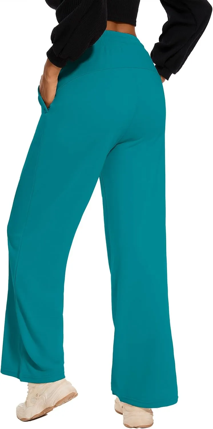 M MOTEEPI Women Sweatpants Wide Leg 30" Lounge Sweat Pants Casual Baggy Trousers with Elastic Waist Straight Leg