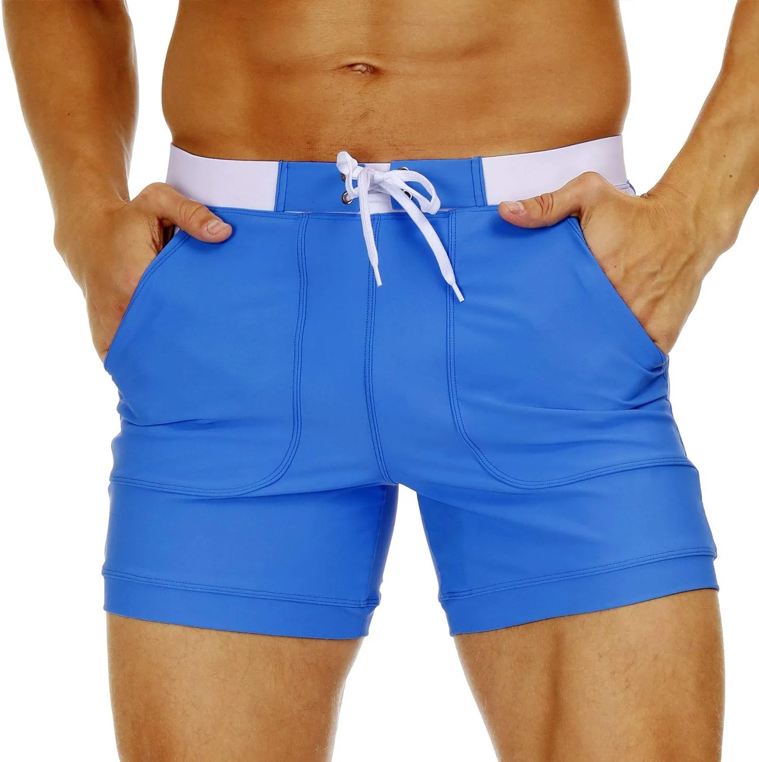 MAGNIVIT Men's Swimwear Swimsuits Solid Basic Long Swim Sport Trunks Board Shorts with Pockets