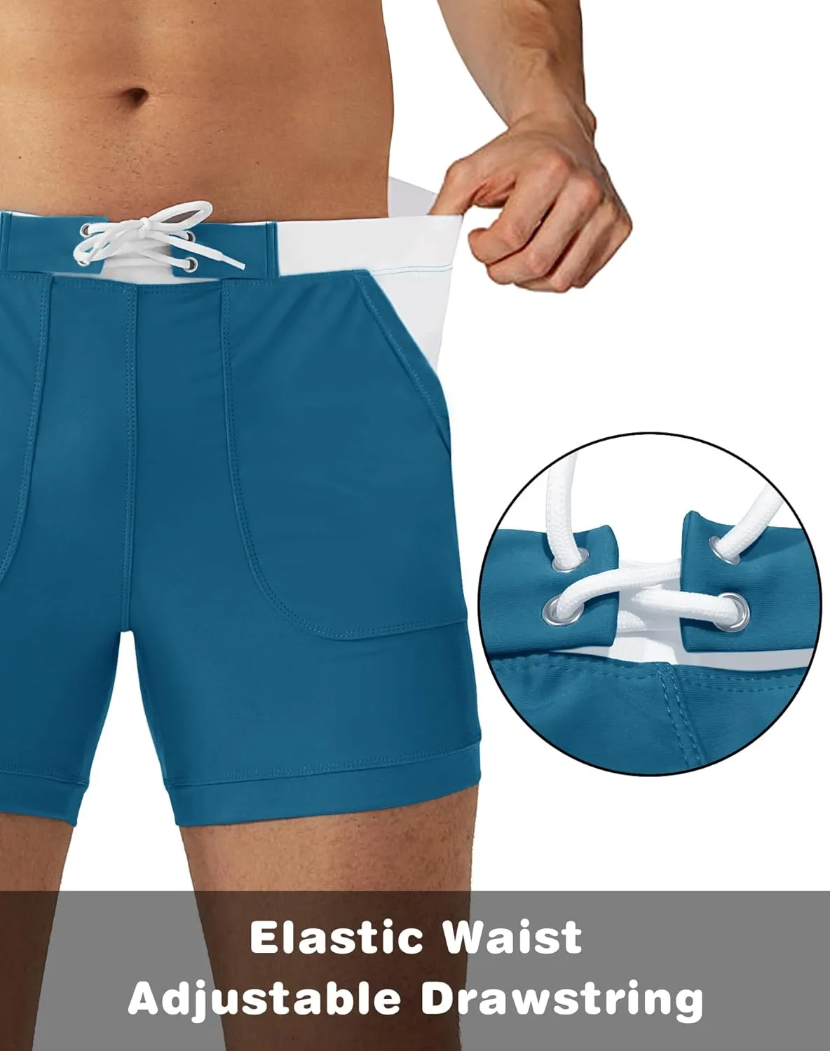 MAGNIVIT Men's Swimwear Swimsuits Solid Basic Long Swim Sport Trunks Board Shorts with Pockets