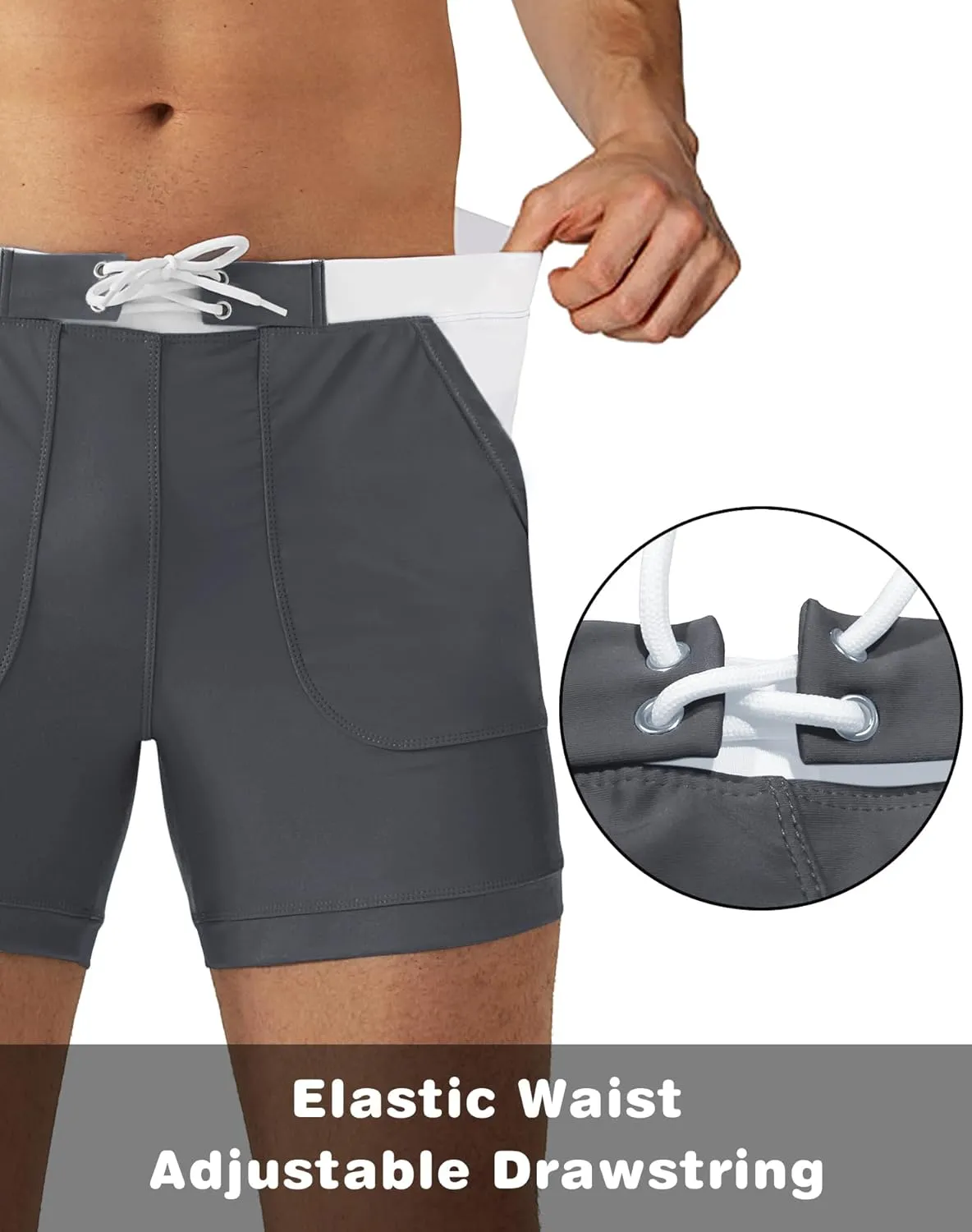 MAGNIVIT Men's Swimwear Swimsuits Solid Basic Long Swim Sport Trunks Board Shorts with Pockets