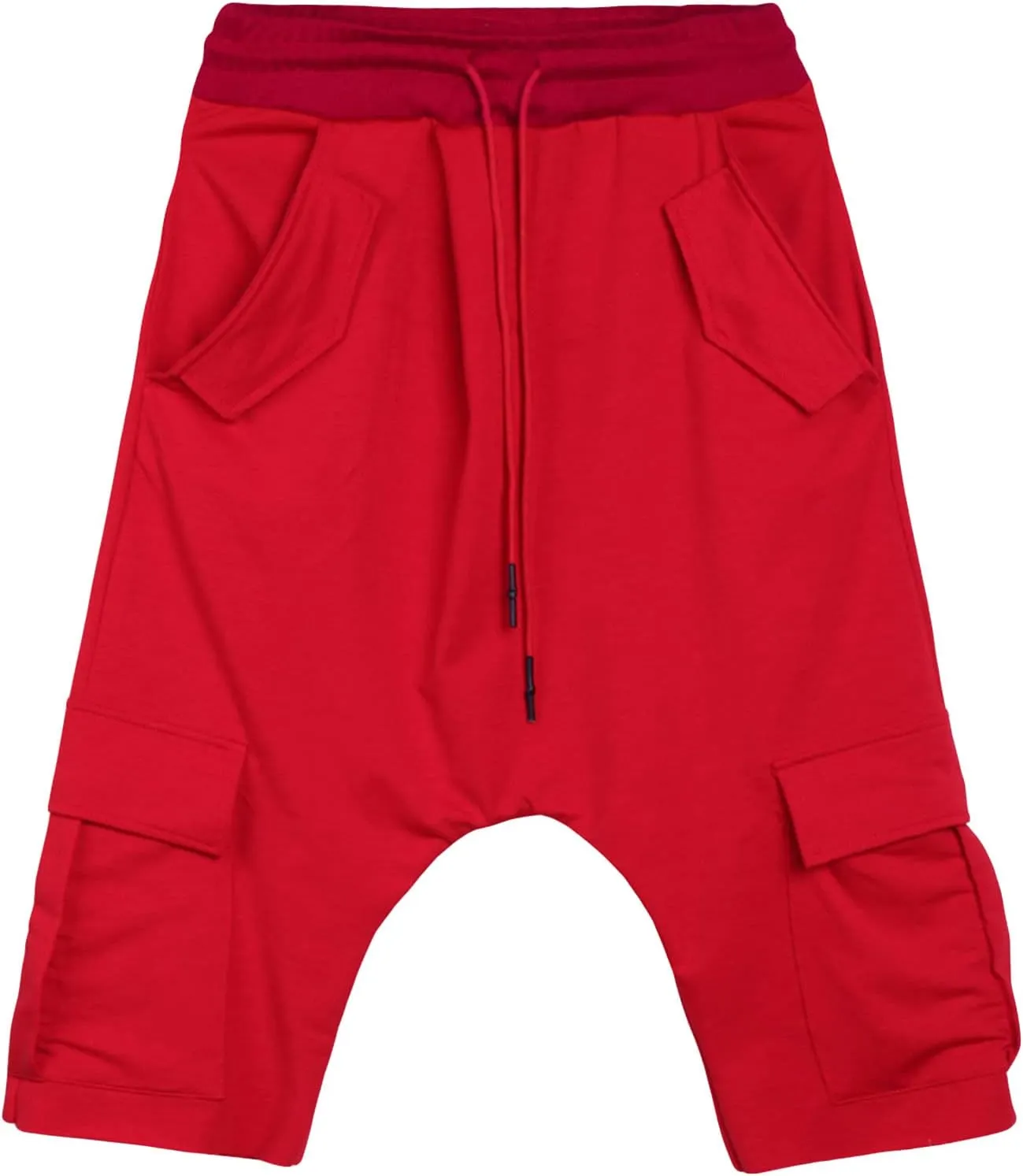 Maiyifu-GJ Men's Baggy Low Crotch 3/4 Joggers Hippie Harem Jogger Capri Pants Multi Pockets Drop Crotch Yoga Sweatpants