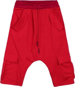 Maiyifu-GJ Men's Baggy Low Crotch 3/4 Joggers Hippie Harem Jogger Capri Pants Multi Pockets Drop Crotch Yoga Sweatpants