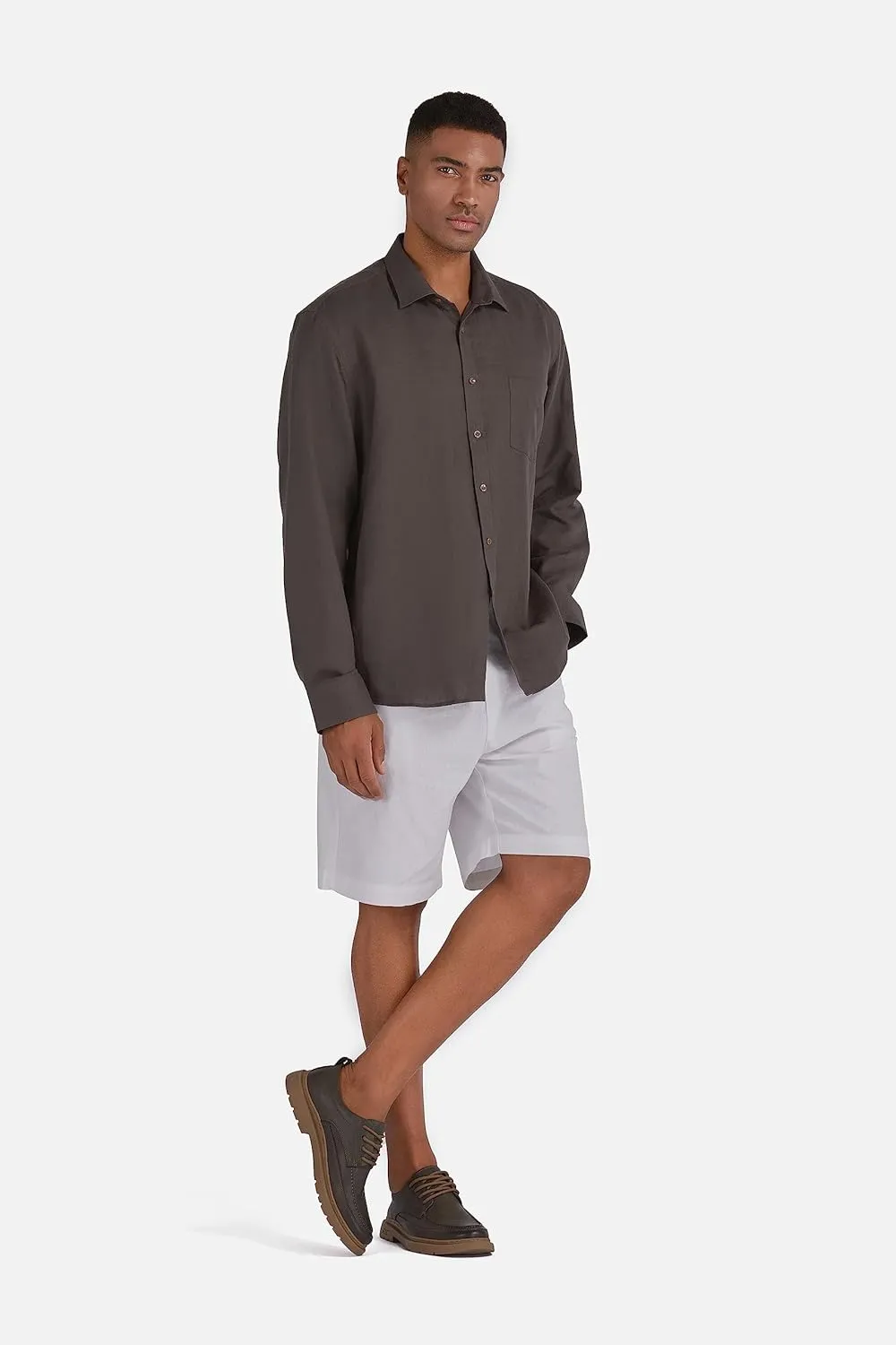 Men's 100% Linen Shirt Long Sleeve Button Down Casual Beach Shirts Plus Size