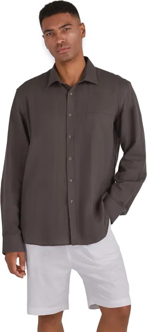 Men's 100% Linen Shirt Long Sleeve Button Down Casual Beach Shirts Plus Size
