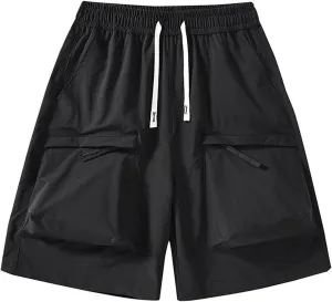Men's Athletic Running Shorts Summer Quick Dry Plus Size with Four Zipper Pockets Trendy Casual Lightweight Trunks