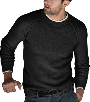 Men's Basic Lightweight Knitted Sweaters Cotton Soft Crewneck Fall Winter Sweatshirts Long Sleeve Slim Fit Pullovers