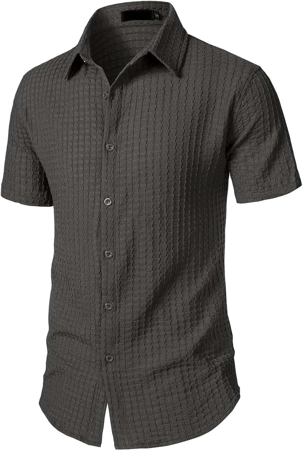 Men's Button Down Shirts Short Sleeve Casual Dress Shirts Summer Solid Beach Vacation Shirts 2025 Summer