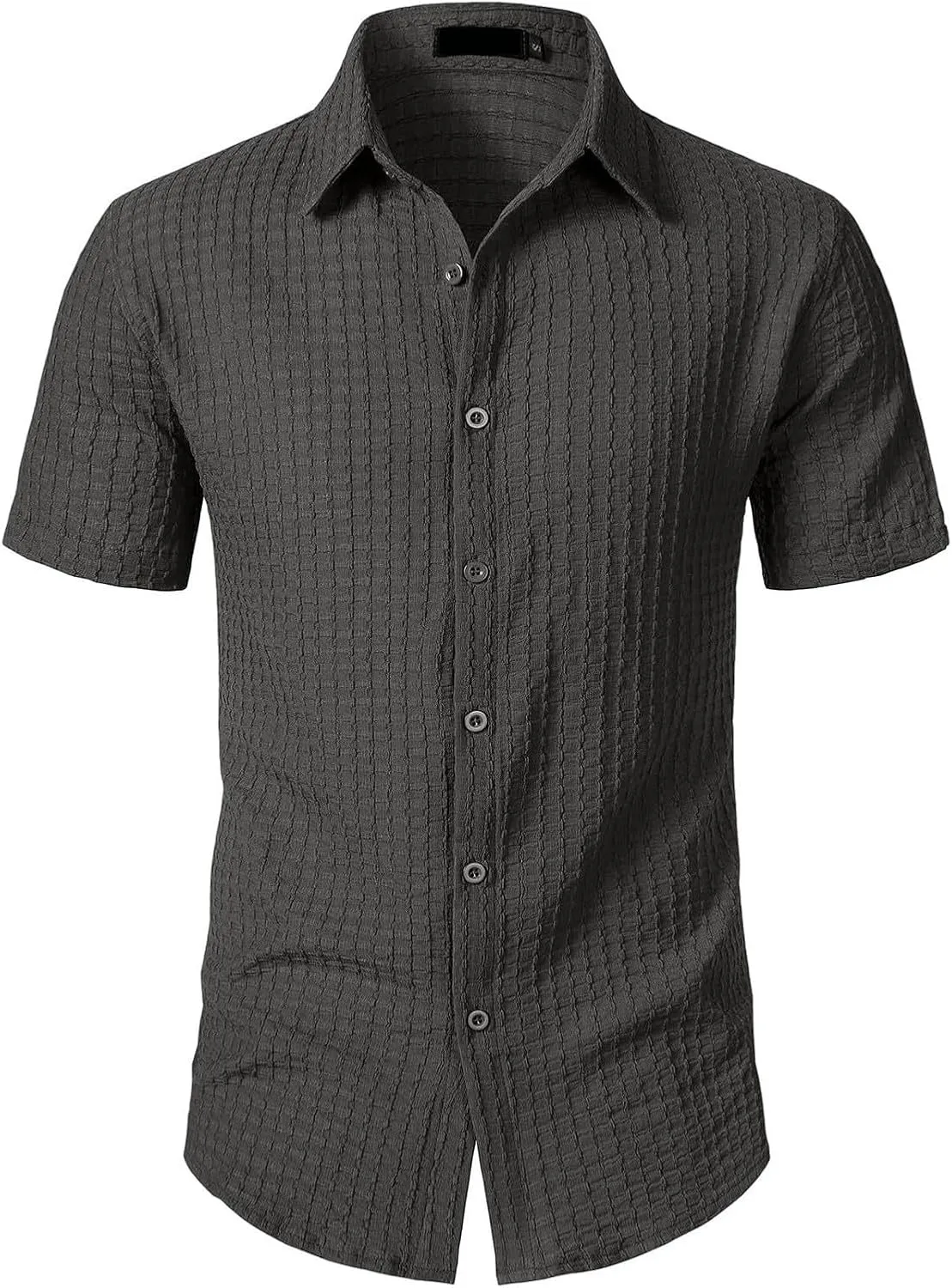 Men's Button Down Shirts Short Sleeve Casual Dress Shirts Summer Solid Beach Vacation Shirts 2025 Summer