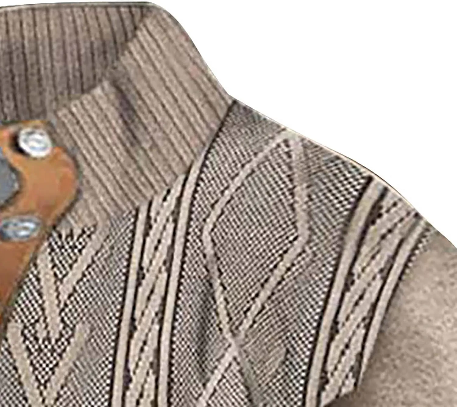 Mens Casual Twist Pattern Pullover Sweatshirts Long Sleeve Cable Knit Sweater Stand Collar Button Up Thermal Pullover