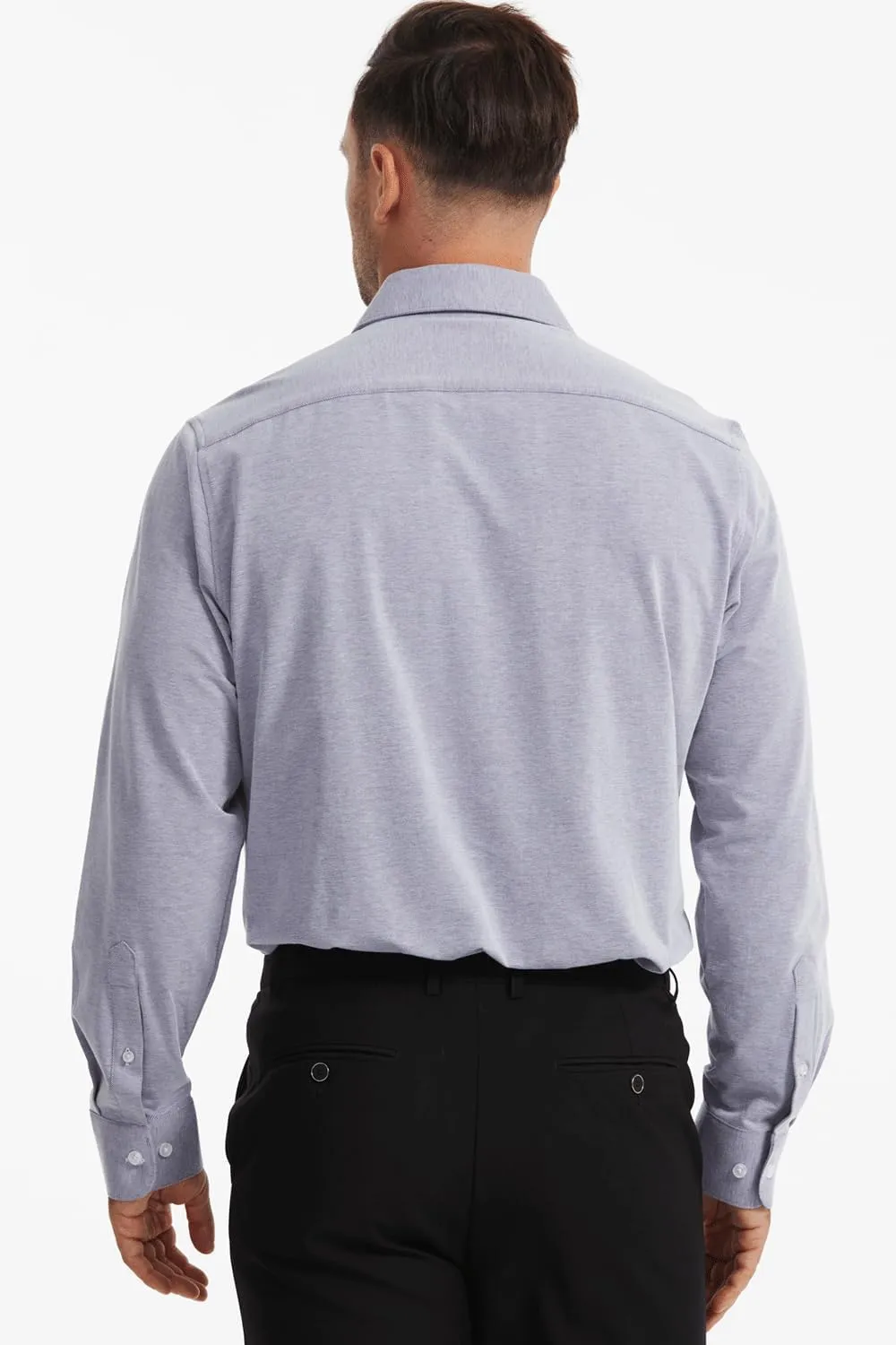 Men's Dress Knitted Shirts Stretch Wrinkle Free Button Down Shirts Long Sleeve Business Casual Shirts Mens