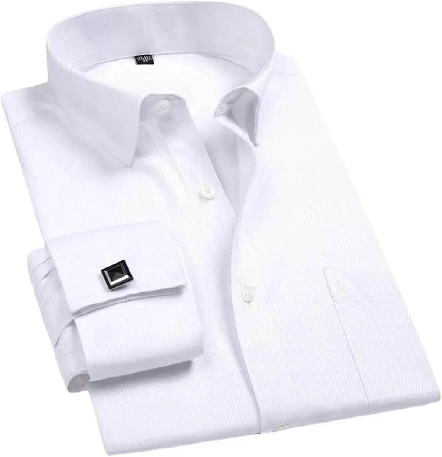 Mens French Dress Shirt Cufflinks Long Sleeve Casual Buttons Shirts Regular Fit Clothes