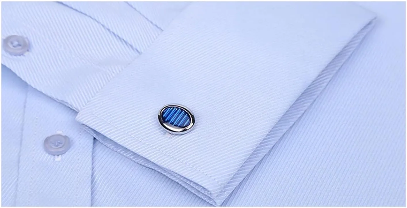 Mens French Dress Shirt Cufflinks Long Sleeve Casual Buttons Shirts Regular Fit Clothes
