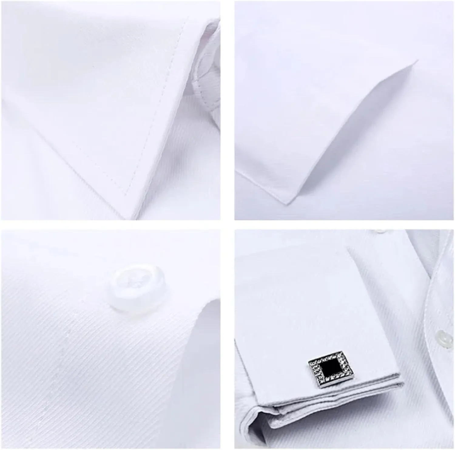 Mens French Dress Shirt Cufflinks Long Sleeve Casual Buttons Shirts Regular Fit Clothes