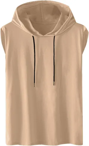 Mens Hooded Tank Tops Sleeveless Gym Hoodies Workout Cut Off Muscle Shirts Lightweight Casual Athletic Relax T-Shirts