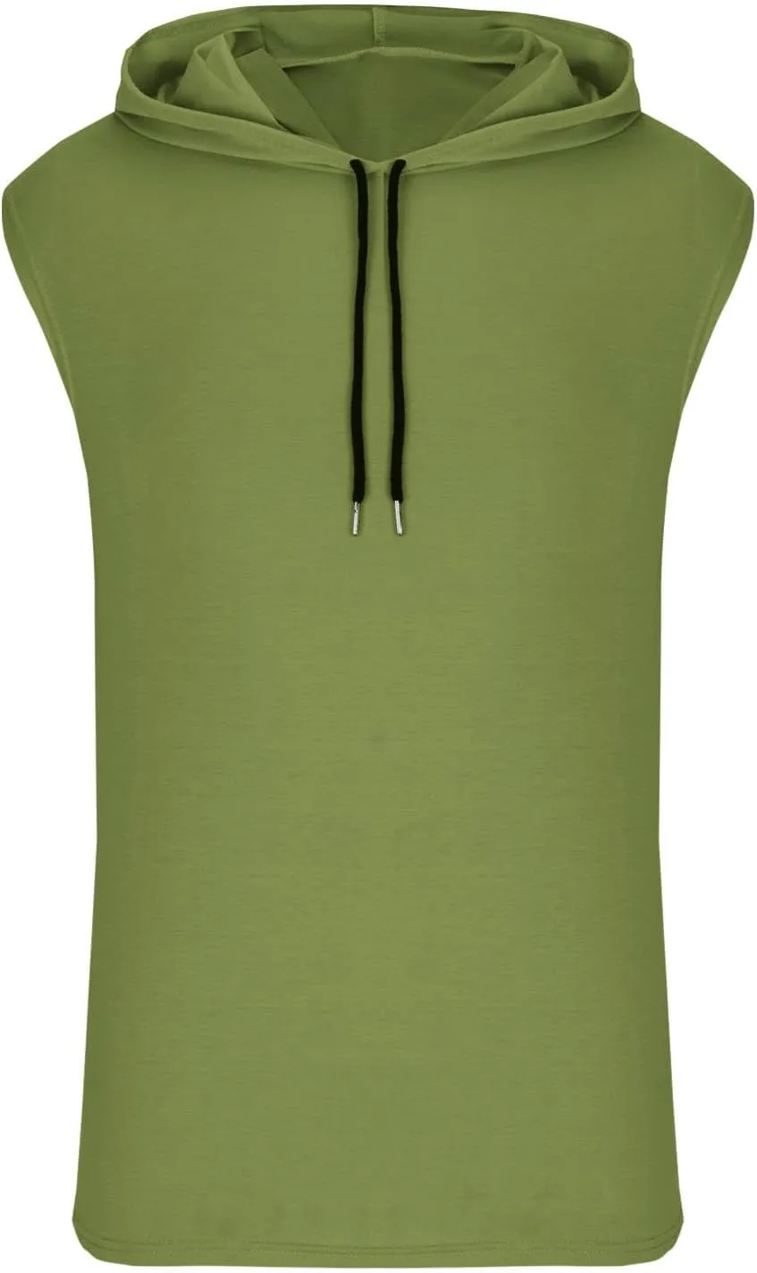 Mens Hooded Tank Tops Sleeveless Gym Hoodies Workout Cut Off Muscle Shirts Lightweight Casual Athletic Relax T-Shirts