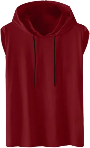 Mens Hooded Tank Tops Sleeveless Gym Hoodies Workout Cut Off Muscle Shirts Lightweight Casual Athletic Relax T-Shirts