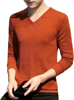 Men's Knit Sweater V Neck Pullovers Shirt Autumn Fashion Pullovers