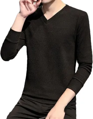 Men's Knit Sweater V Neck Pullovers Shirt Autumn Fashion Pullovers