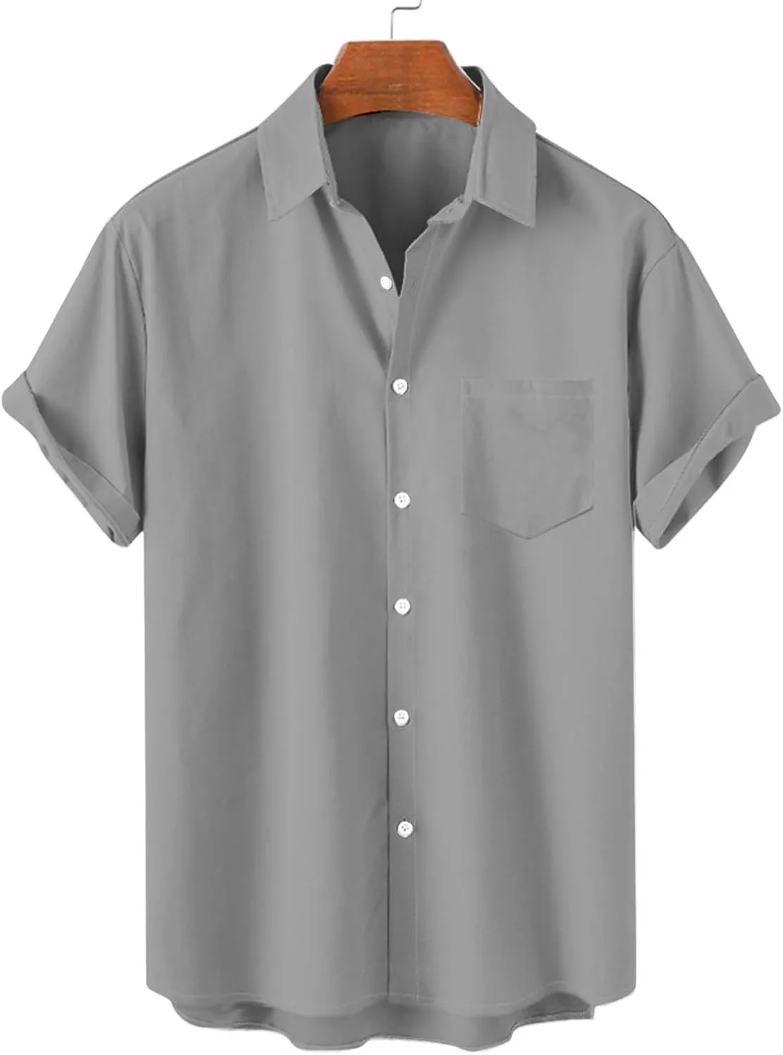 Mens Linen Shirts Mens Short Sleeve Button Down Shirts Summer Collared Beach T-Shirts Vacation Tops