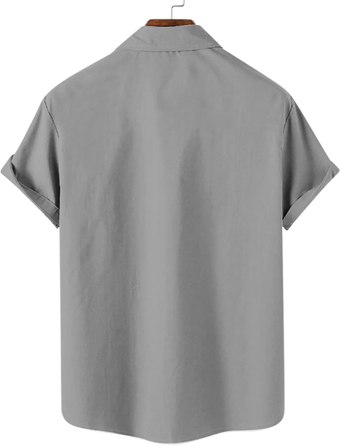 Mens Linen Shirts Mens Short Sleeve Button Down Shirts Summer Collared Beach T-Shirts Vacation Tops