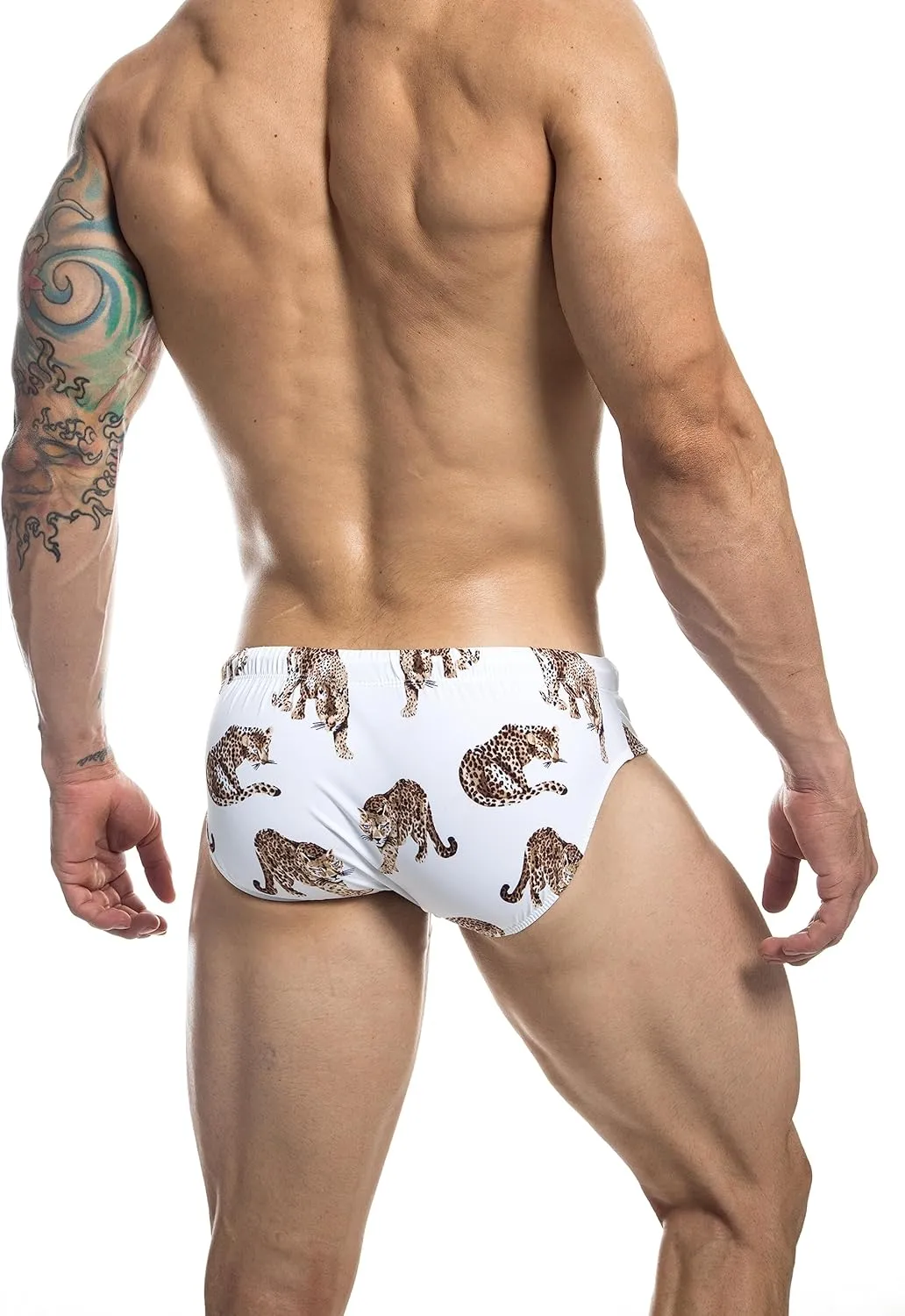 Mens Removable Pad Quick Dry Print Swim Briefs Adjustable Drawstring Surfing Short