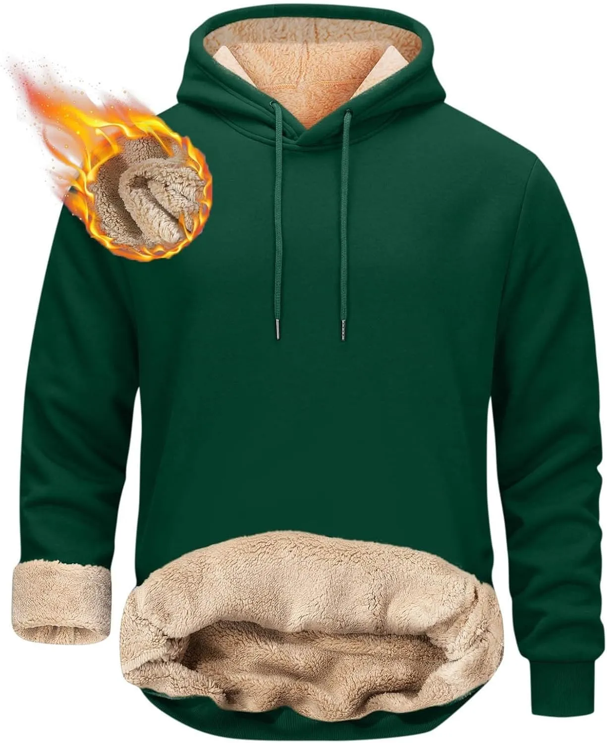 Men's Sherpa Lined Sweatshirts 2024 Winter Fleece Pullover Basic Tops Warm Crewneck Winter Sweatshirt