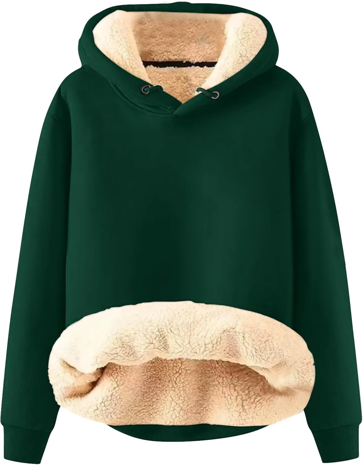 Men's Sherpa Lined Sweatshirts 2024 Winter Fleece Pullover Basic Tops Warm Crewneck Winter Sweatshirt