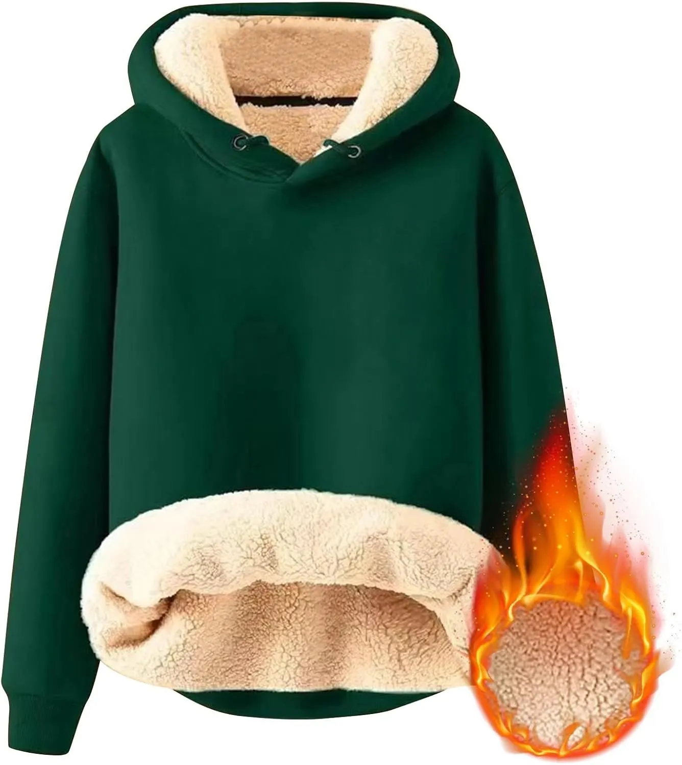 Men's Sherpa Lined Sweatshirts 2024 Winter Fleece Pullover Basic Tops Warm Crewneck Winter Sweatshirt