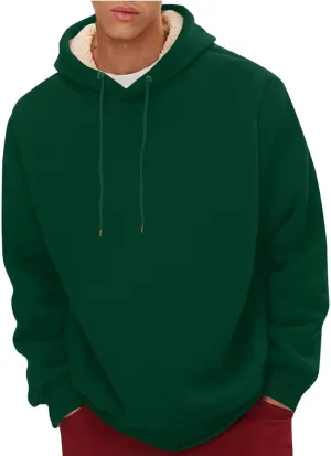 Men's Sherpa Lined Sweatshirts 2024 Winter Fleece Pullover Basic Tops Warm Crewneck Winter Sweatshirt