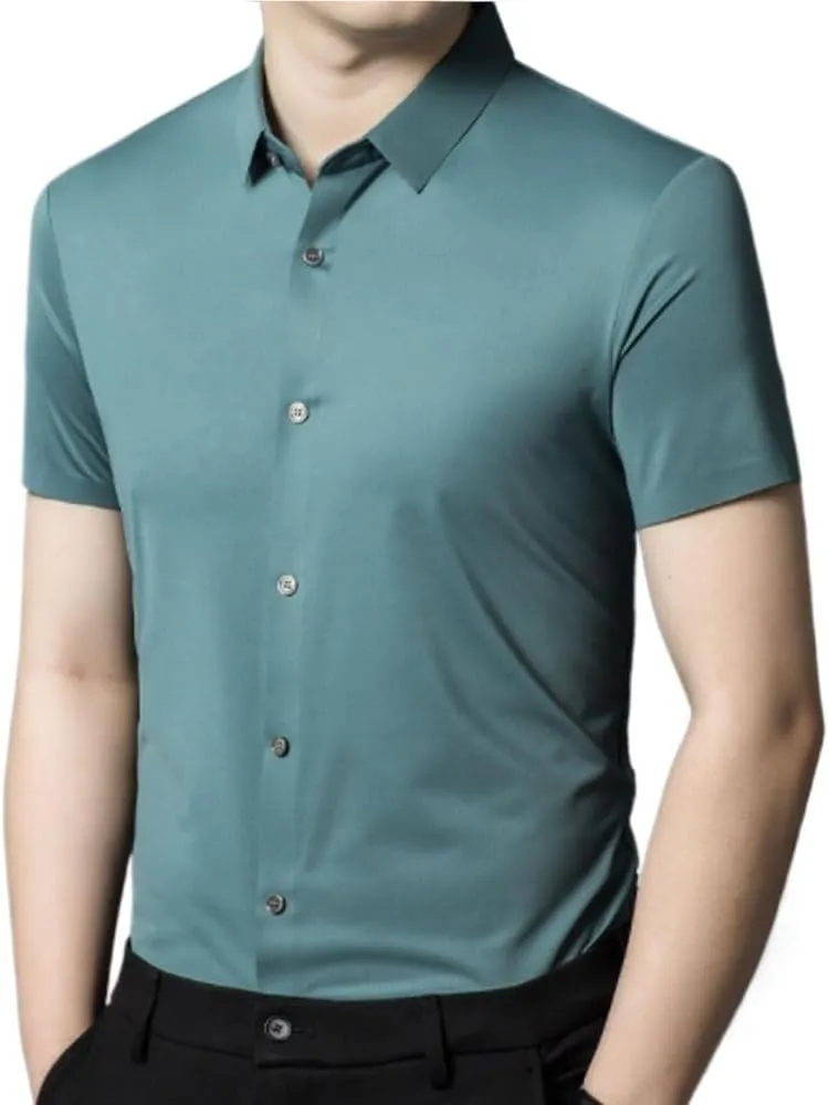 Men's Short Sleeve Dress Shirts Business Casual Shirts Comfortable Breathable Lightweight Office Work Shirts for Men