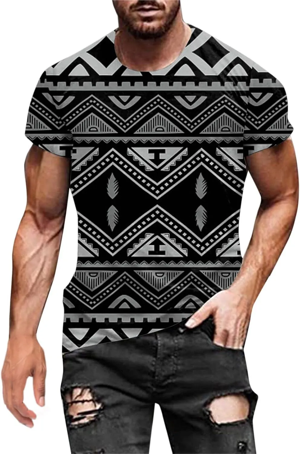 Mens Summer Shirt Rainbow Tie Dye T-Shirt Summer Casual Short Sleeve Tops Cool 3D Printing Muscle Workout Tees Blouse