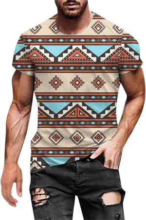 Mens Summer Shirt Rainbow Tie Dye T-Shirt Summer Casual Short Sleeve Tops Cool 3D Printing Muscle Workout Tees Blouse