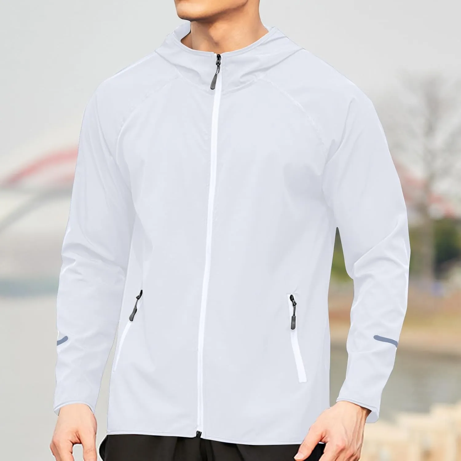 Men's Sun Protection Hoodie Shirt Lightweight Summer Outdoor Fishing Hiking Casual Jacket Breathable Athletic Coat