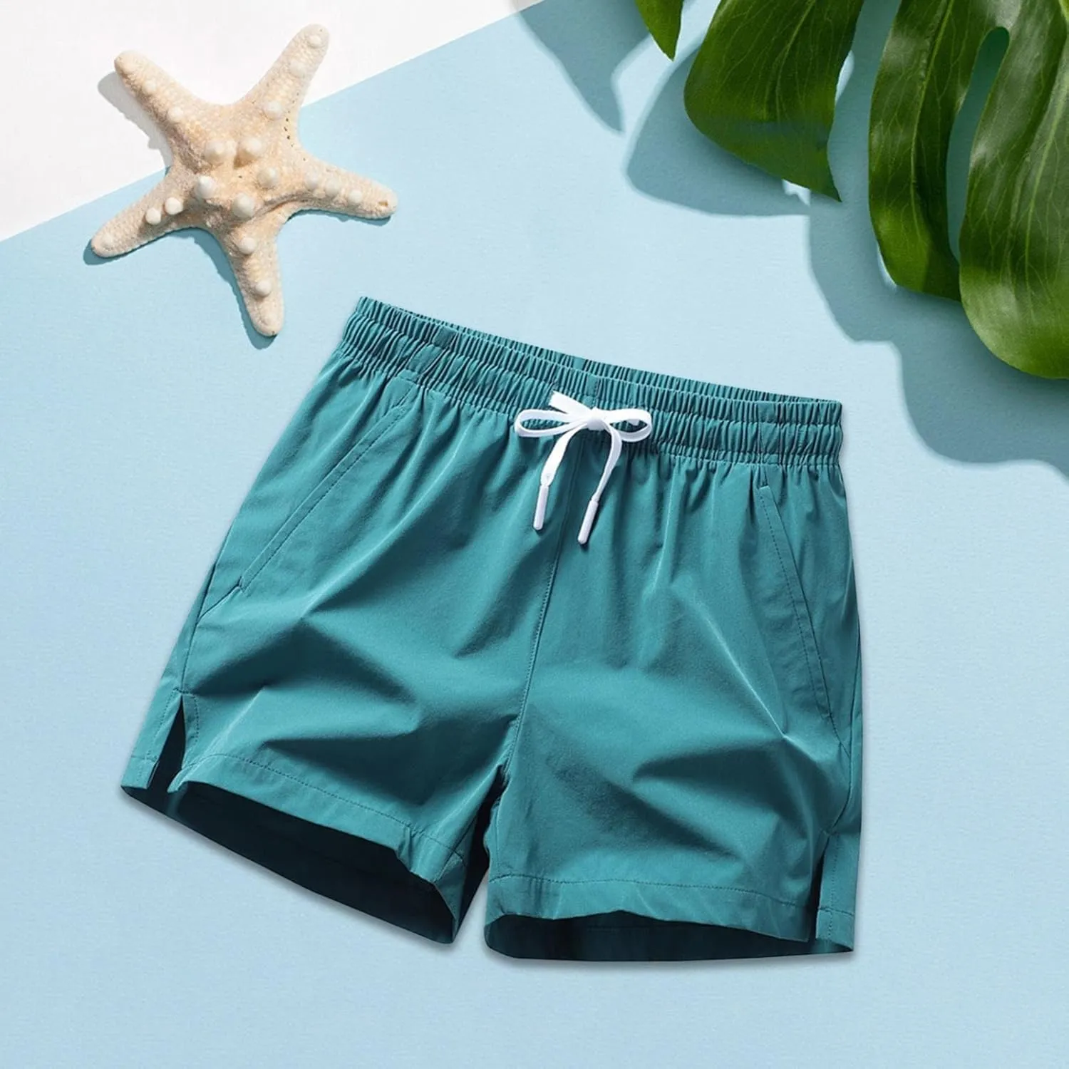 Men's Swim Trunks Quick Dry Shorts Summer Blue Beach Board Swimming Hawaiian Big and Tall Cargo Swimwear Bathing Suite