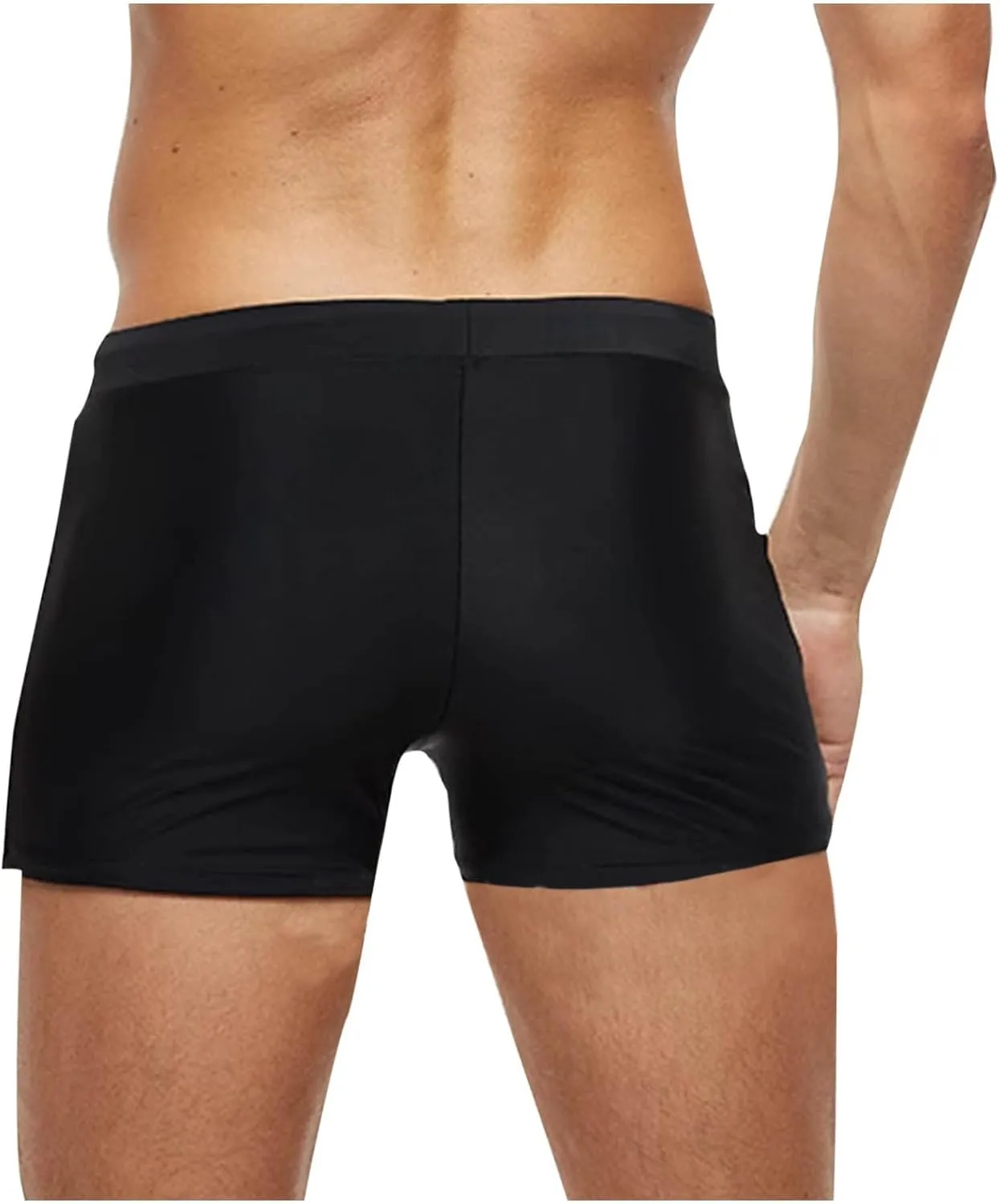 Mens Swim Trunks Stretch Elastic Quick Dry Swimwear Briefs Sexy Hot Body Drawstring Surf Square Leg Bathing Suit