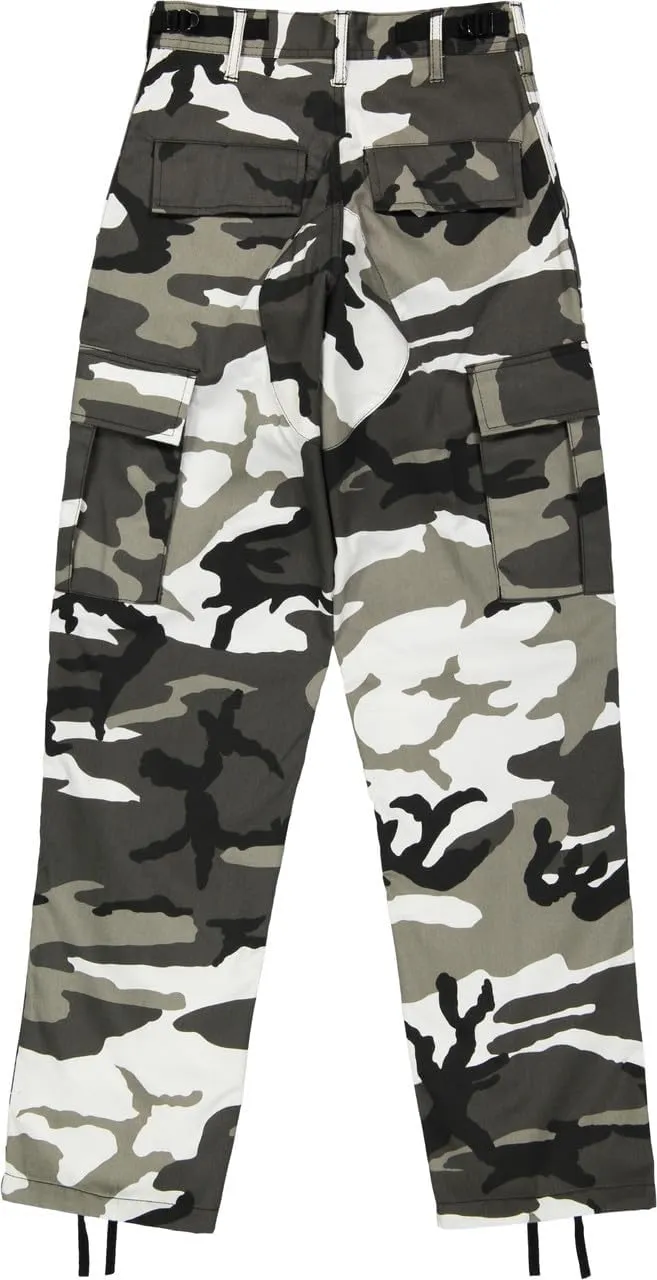 Men's Urban City Camo Cargo Pants | Military BDU Fatigues, Snow Black & White Camouflage Cargo Trousers