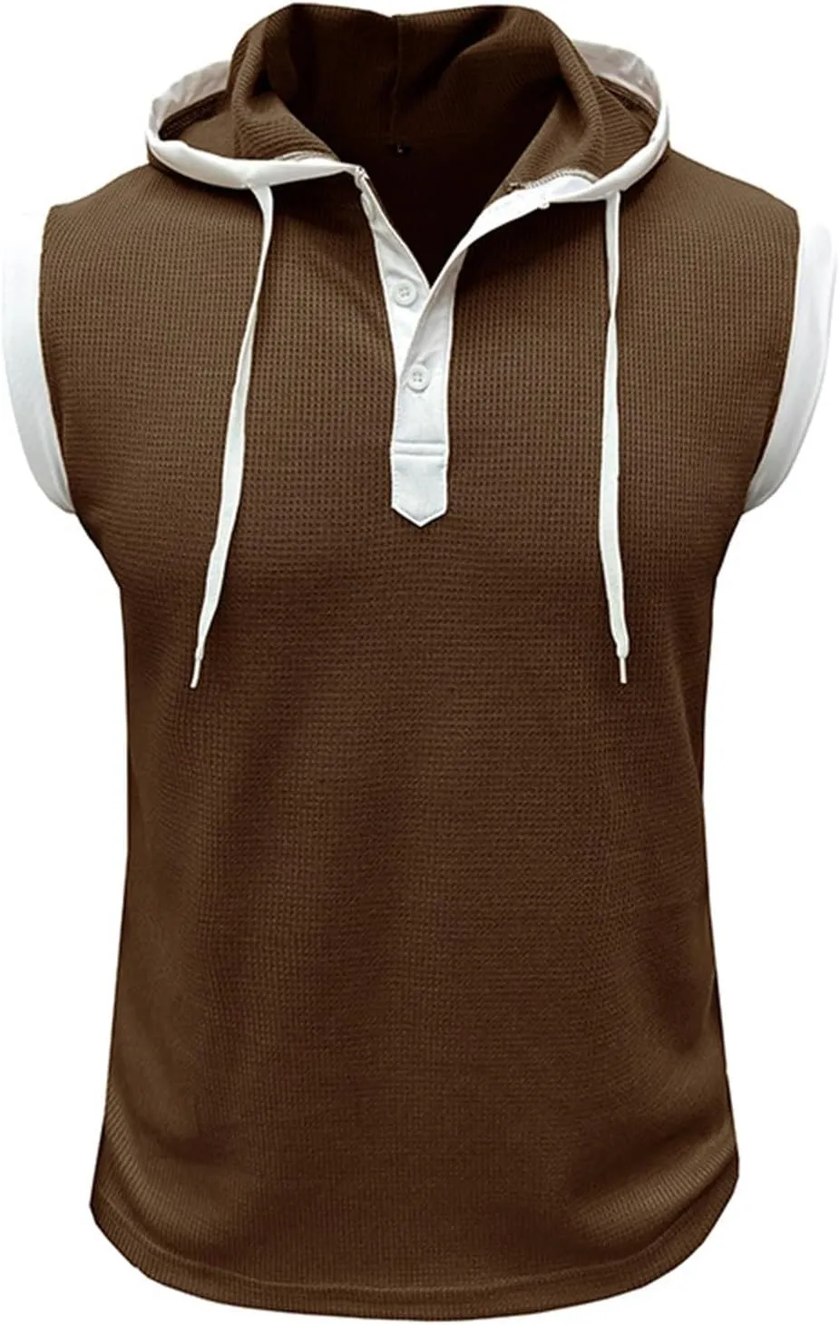 Mens Waffle Tank Tops Hoodie Shirts Sleeveless Gym Hoodies Bodybuilding Muscle Shirts Casual Beach Hippie Shirts