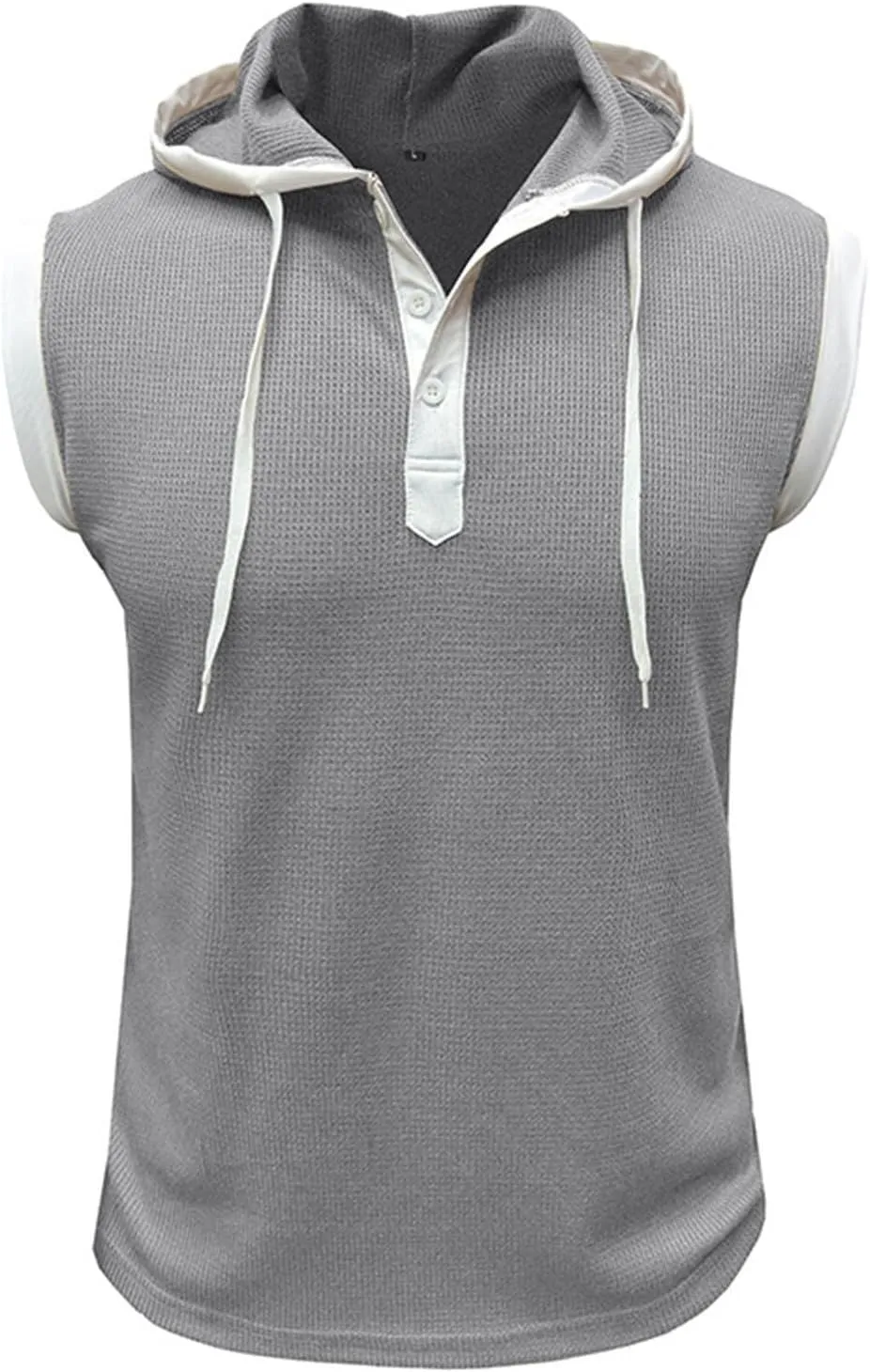 Mens Waffle Tank Tops Hoodie Shirts Sleeveless Gym Hoodies Bodybuilding Muscle Shirts Casual Beach Hippie Shirts