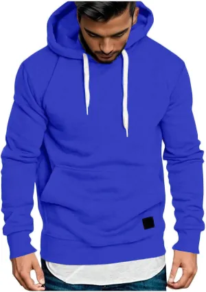 Muscularfit Sweatshirts for Men Hoodies Causal Fashion Long Sleeve Solid Hooded Pullover Shirts Athletic Gym Workout Tee Tops